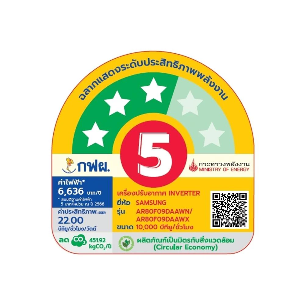 เครื่องปรับอากาศ AR80F09DAAWNST 10000 BTU รูปที่ 6