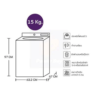 เครื่องซักผ้า T2515VBTB.ABMPETH 15 kg รูปที่ 8