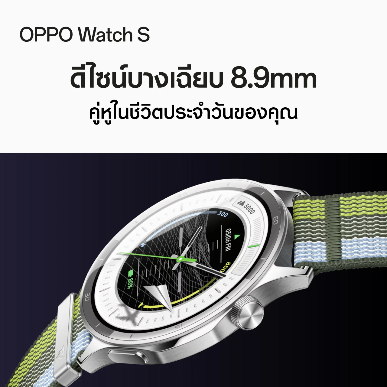 หน้าจอ 1.46 นิ้วบาง8.9mm.หนัก35 g. Battary330 mAh. รุ่น OPPO WATCH S ขนาด 1.46 นิ้ว สี Silver Gleam รูปที่ 8