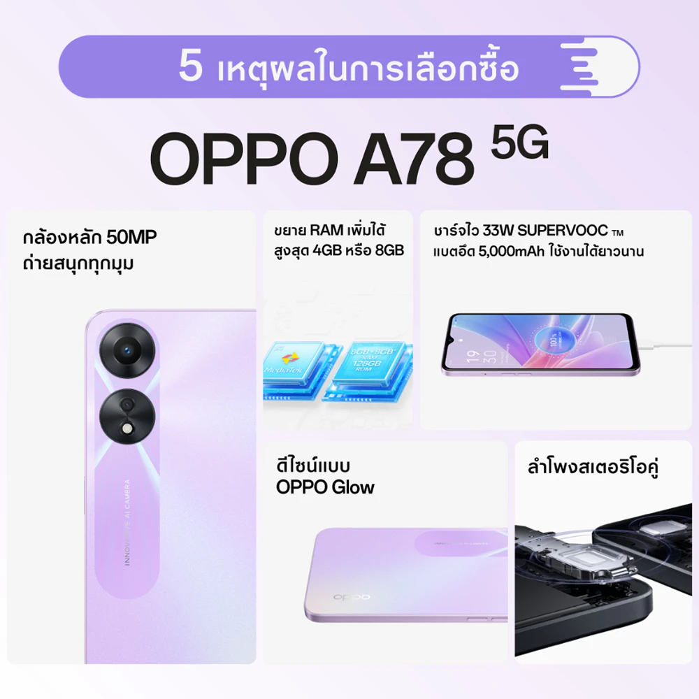 โทรศัพท์มือถือ A78 5G(8+128G) รูปที่ 4